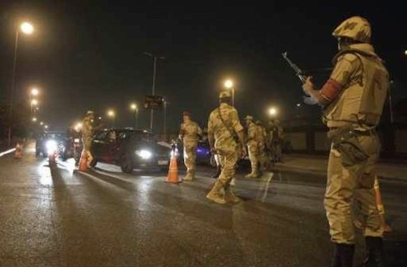 Military checkpoint in Cairo during the 2013 post-coup curfew