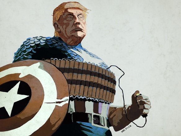 "Go Back to Sleep, America, Nothing to See Here," by Mr. Fish (http://www.clowncrack.com), 2016