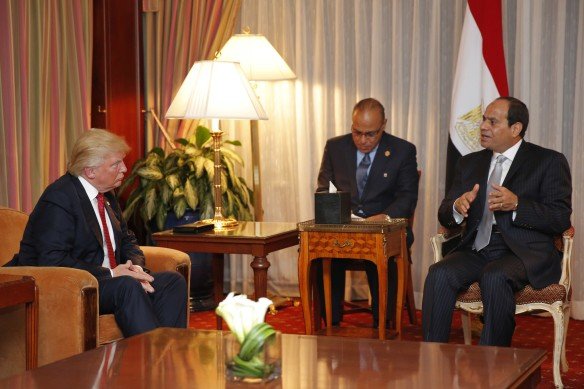 Donald Trump meets with President Sisi at the Plaze Hotel during the UN General Assembly session in New York, September 19, 2016. Photo by Dominick Reuter/AFP