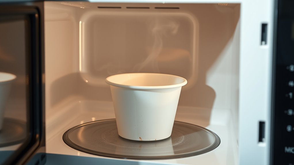 avoid microwaving paper cups