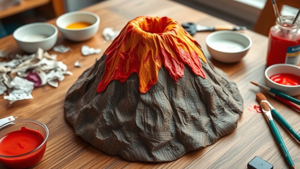 create a paper mache volcano