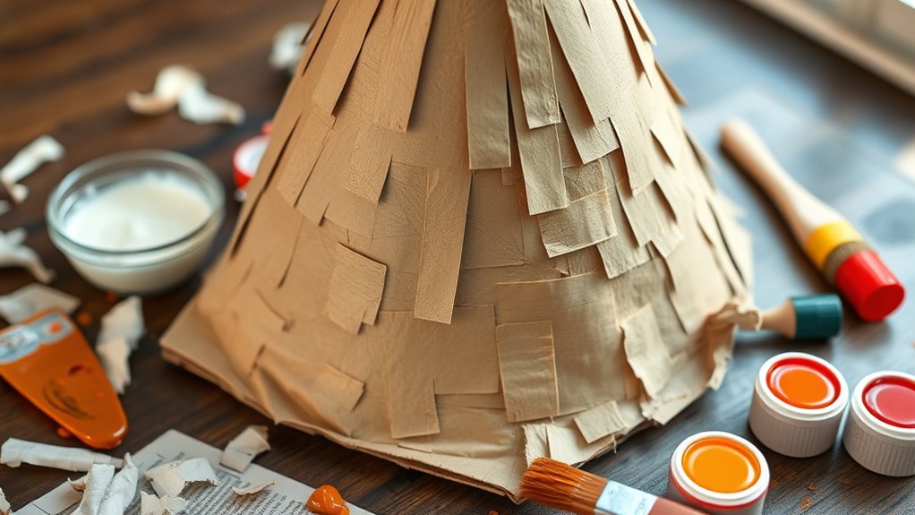 create a paper mache volcano