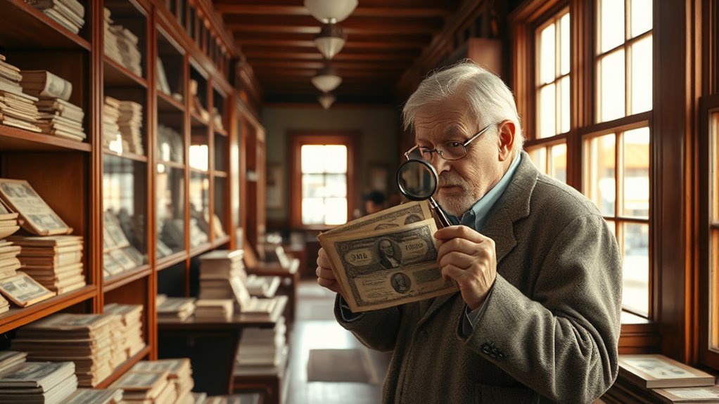diverse antique currency selection