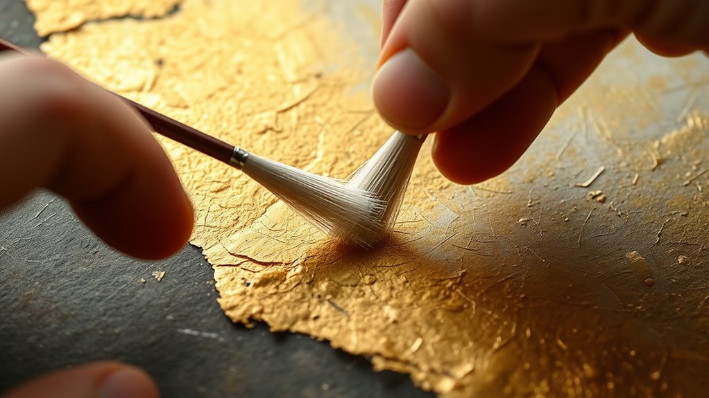 gently loosen gold leaf