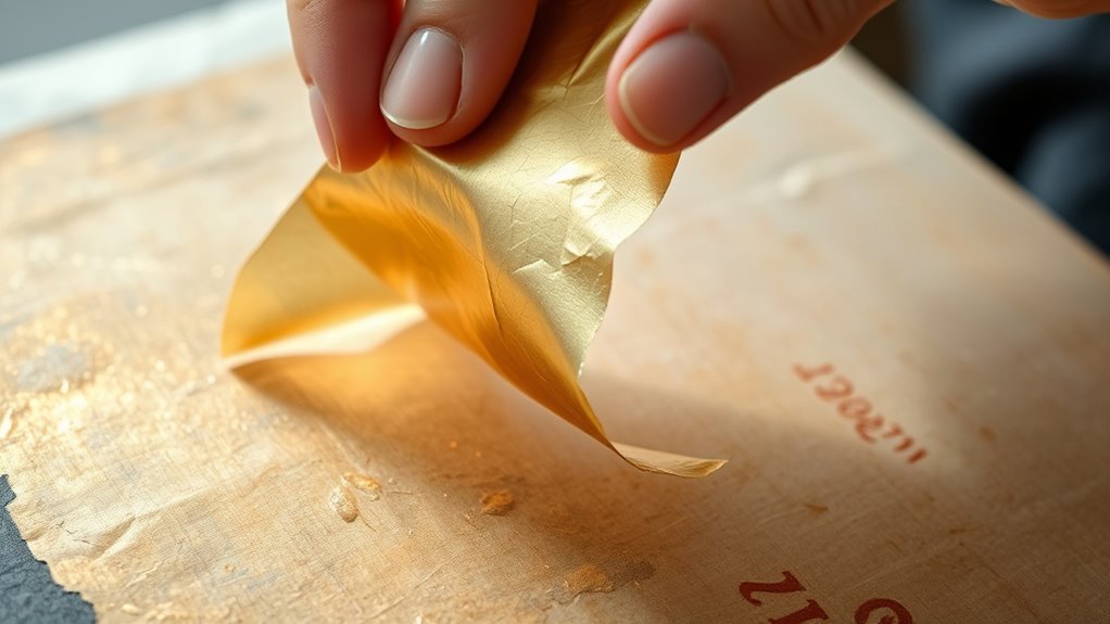 lift gold leaf gently carefully