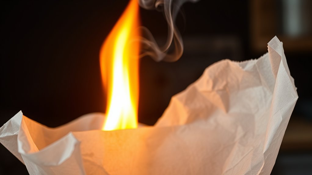 parchment paper ignites quickly