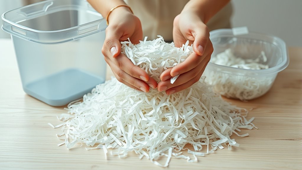 sort and bundle shredded paper